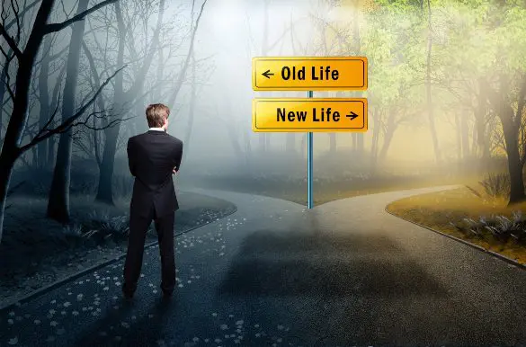 A man choosing between his old and new life after consulting with Record Eraser's Expungement Attorneys.